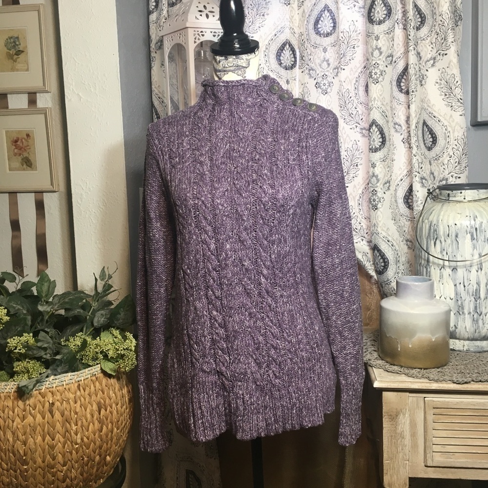 St John’s Bay button turtleneck chunky knit sweater